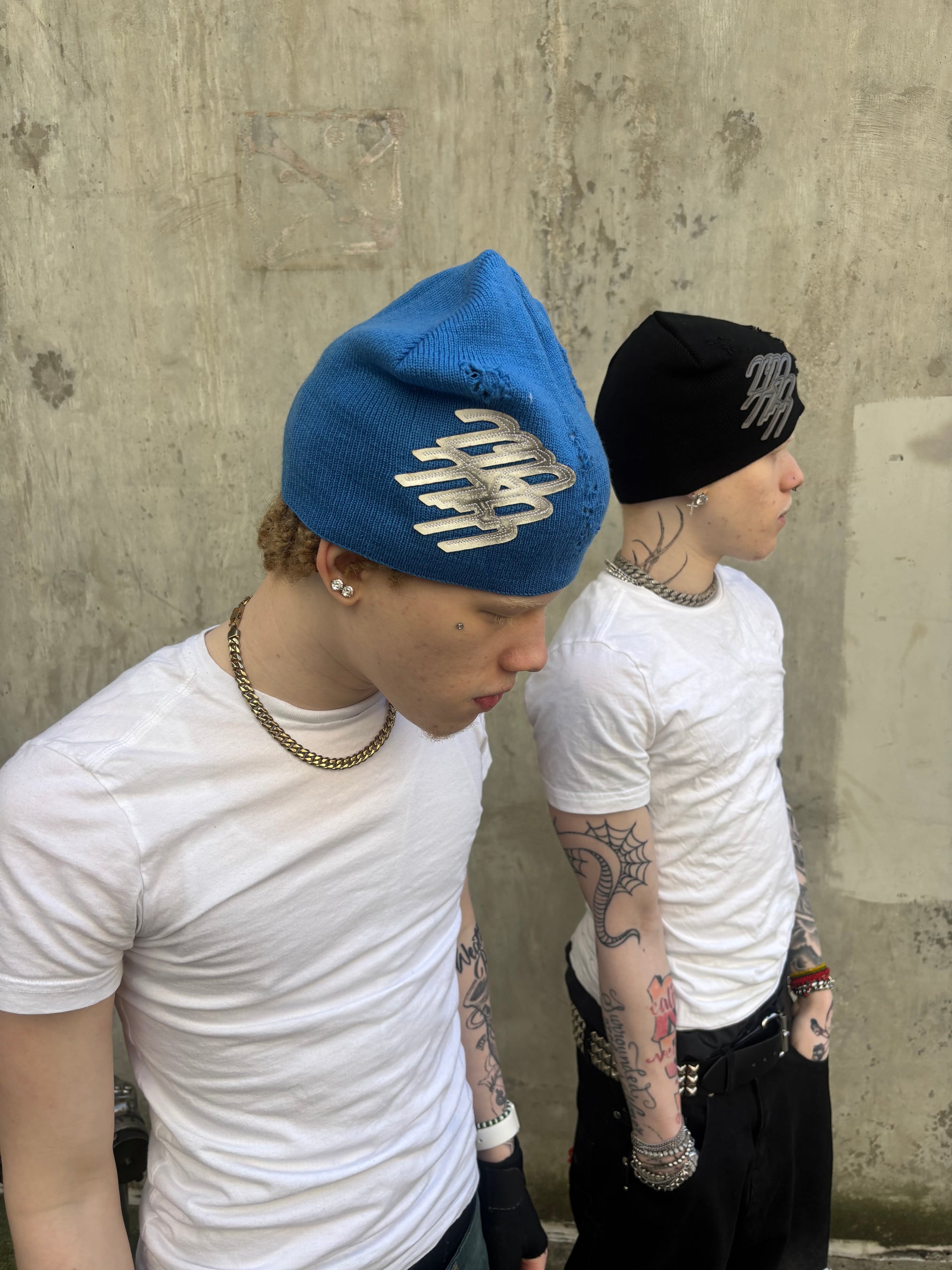 BABY BLUE VEIL BEANIE