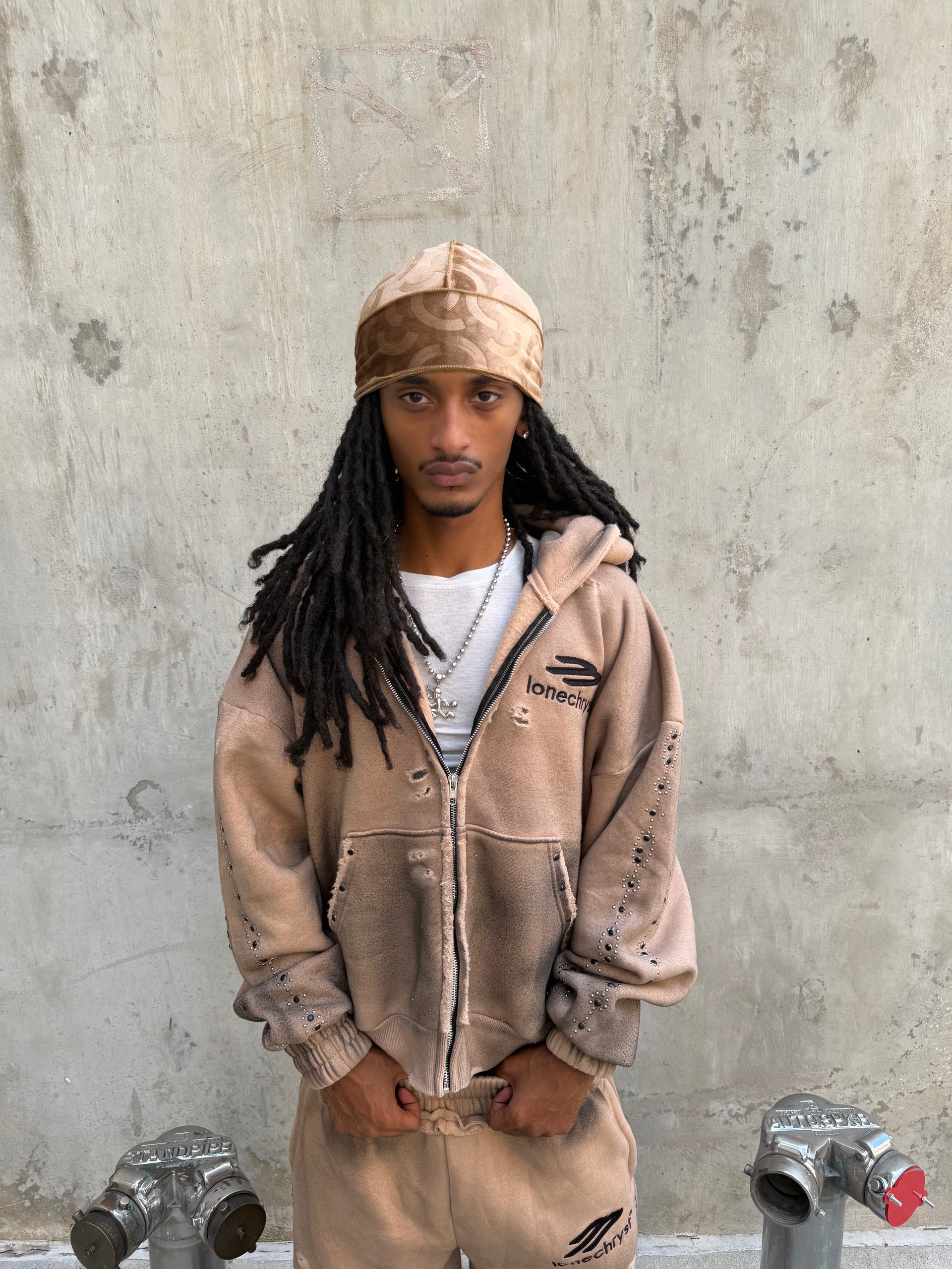 BEIGE TRANCE ZIP-UP