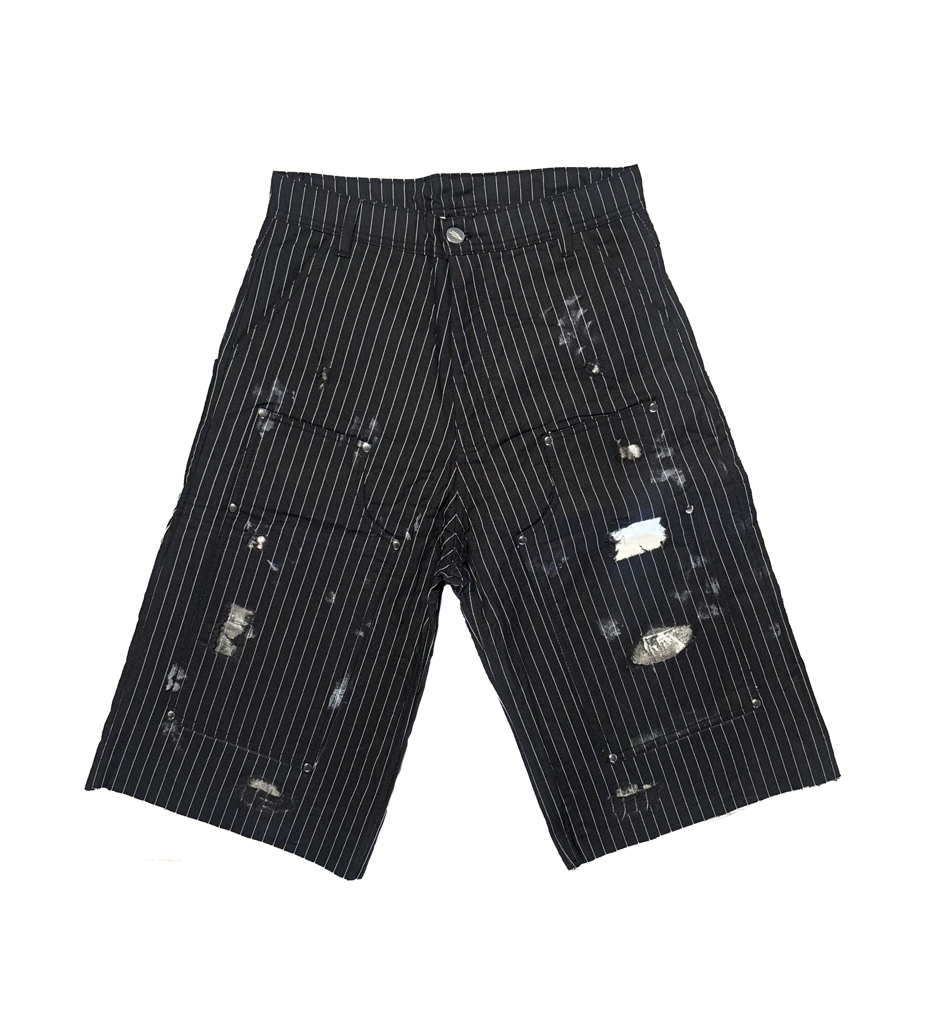 PAINT STAINED PINSTRIPE JORTS