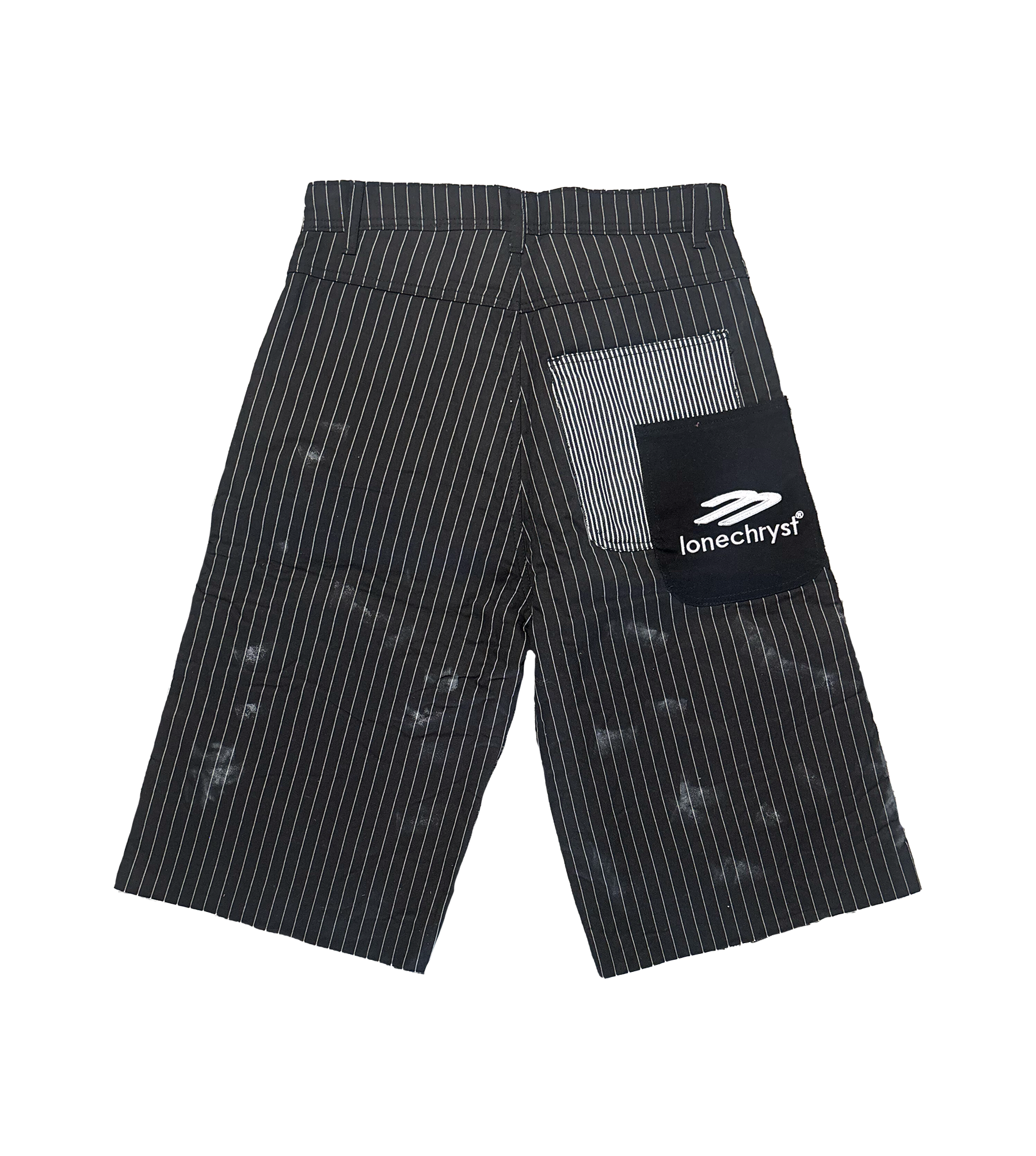 PAINT STAINED PINSTRIPE JORTS