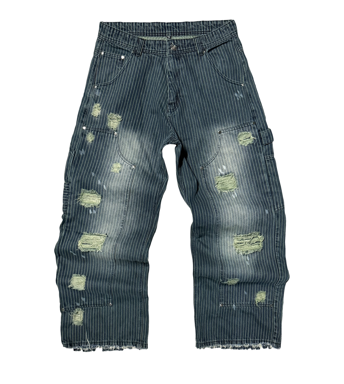 OLIVE PINSTRIPE DENIMS