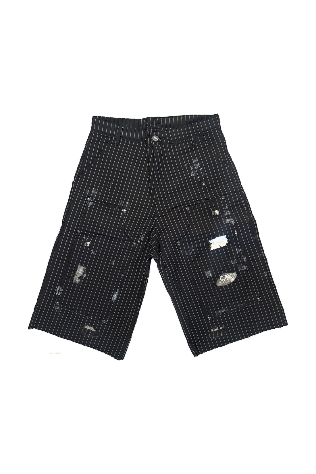 PAINT STAINED PINSTRIPE JORTS