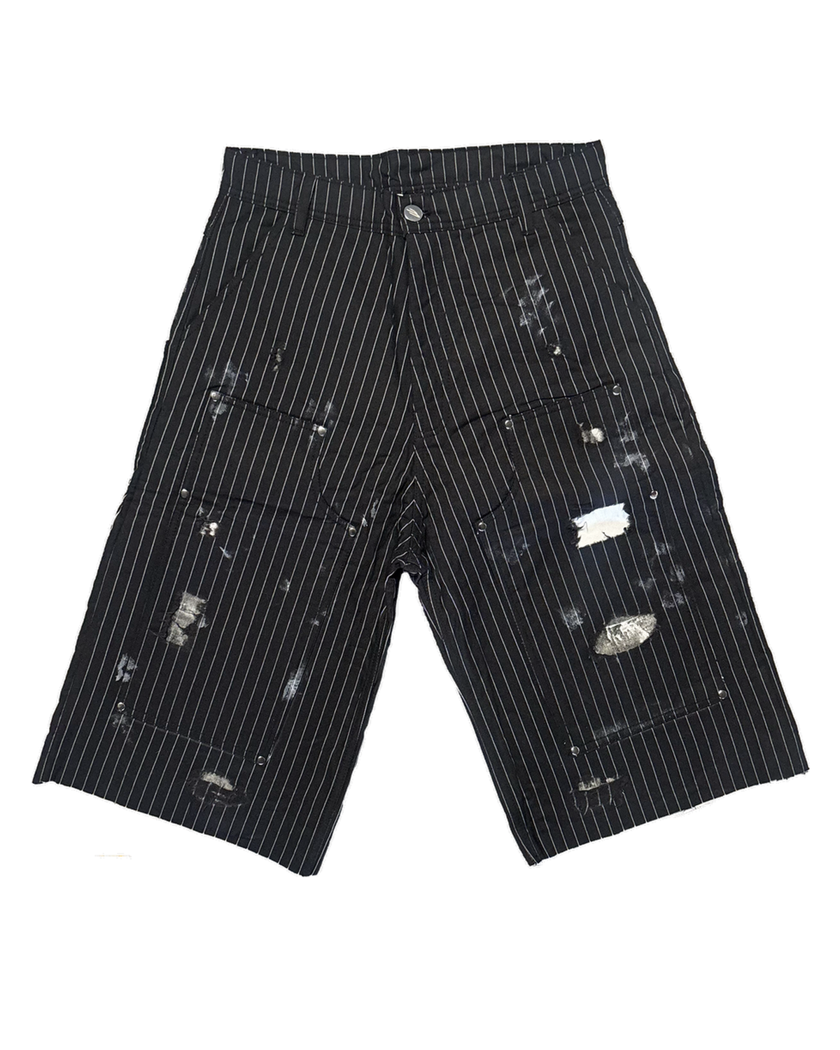 PAINT STAINED PINSTRIPE JORTS