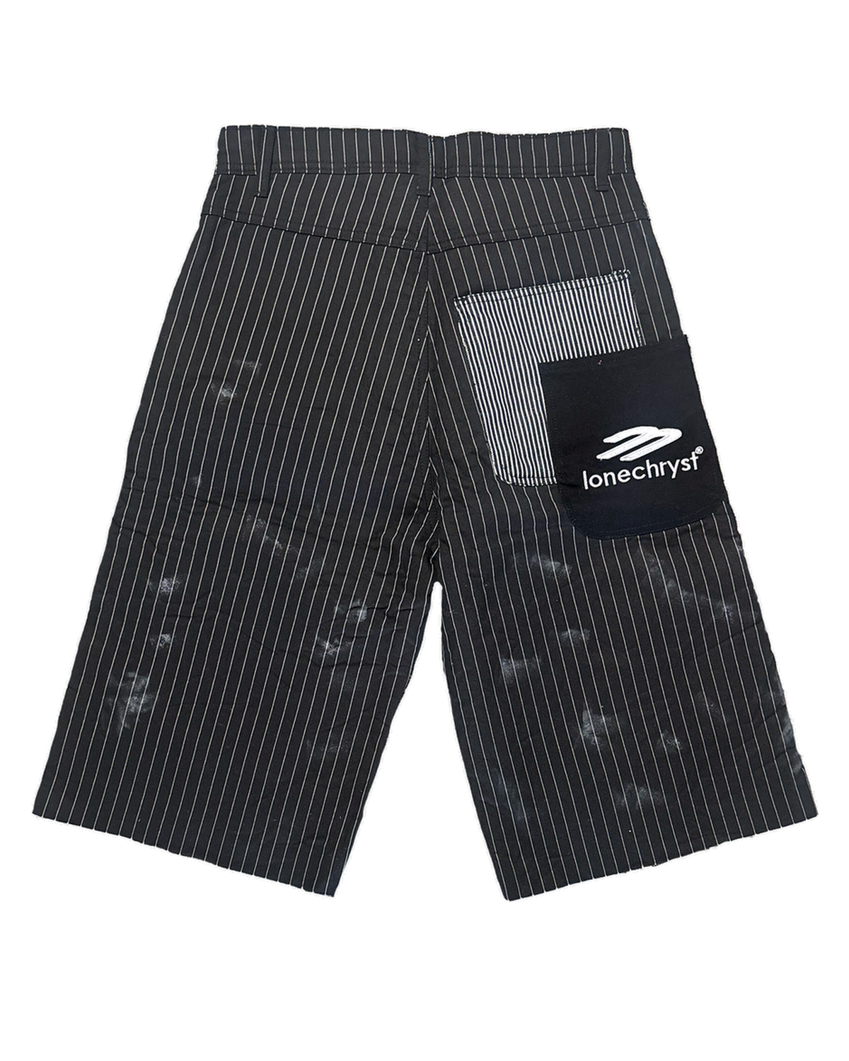 PAINT STAINED PINSTRIPE JORTS