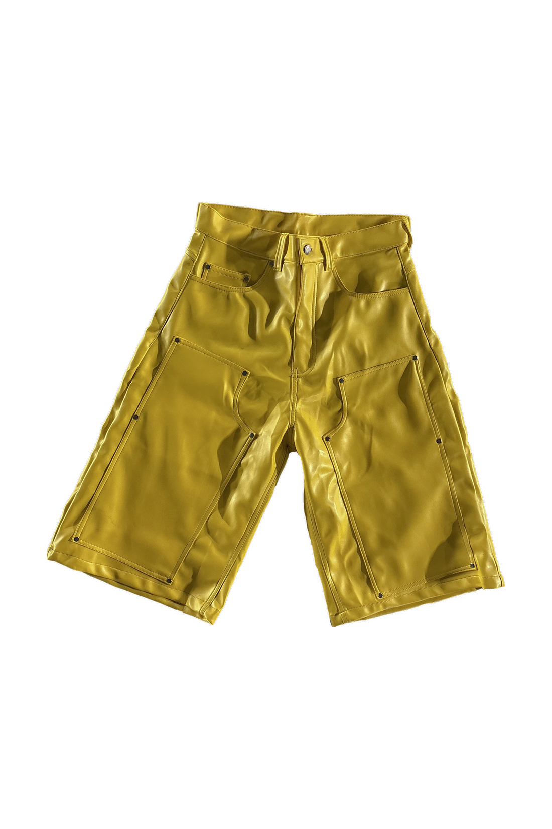 YELLOW LEATHER JORTS