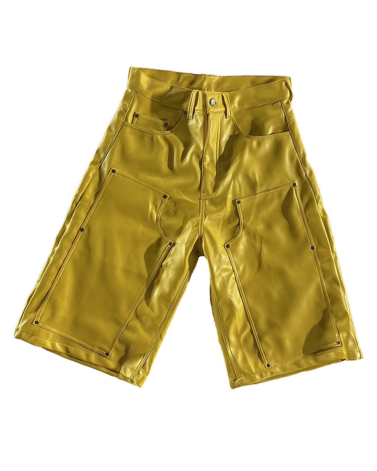YELLOW LEATHER JORTS