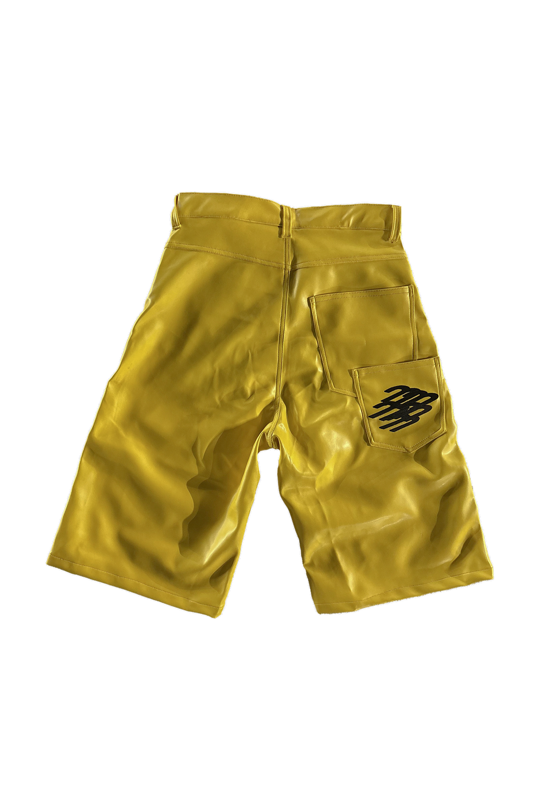 YELLOW LEATHER JORTS