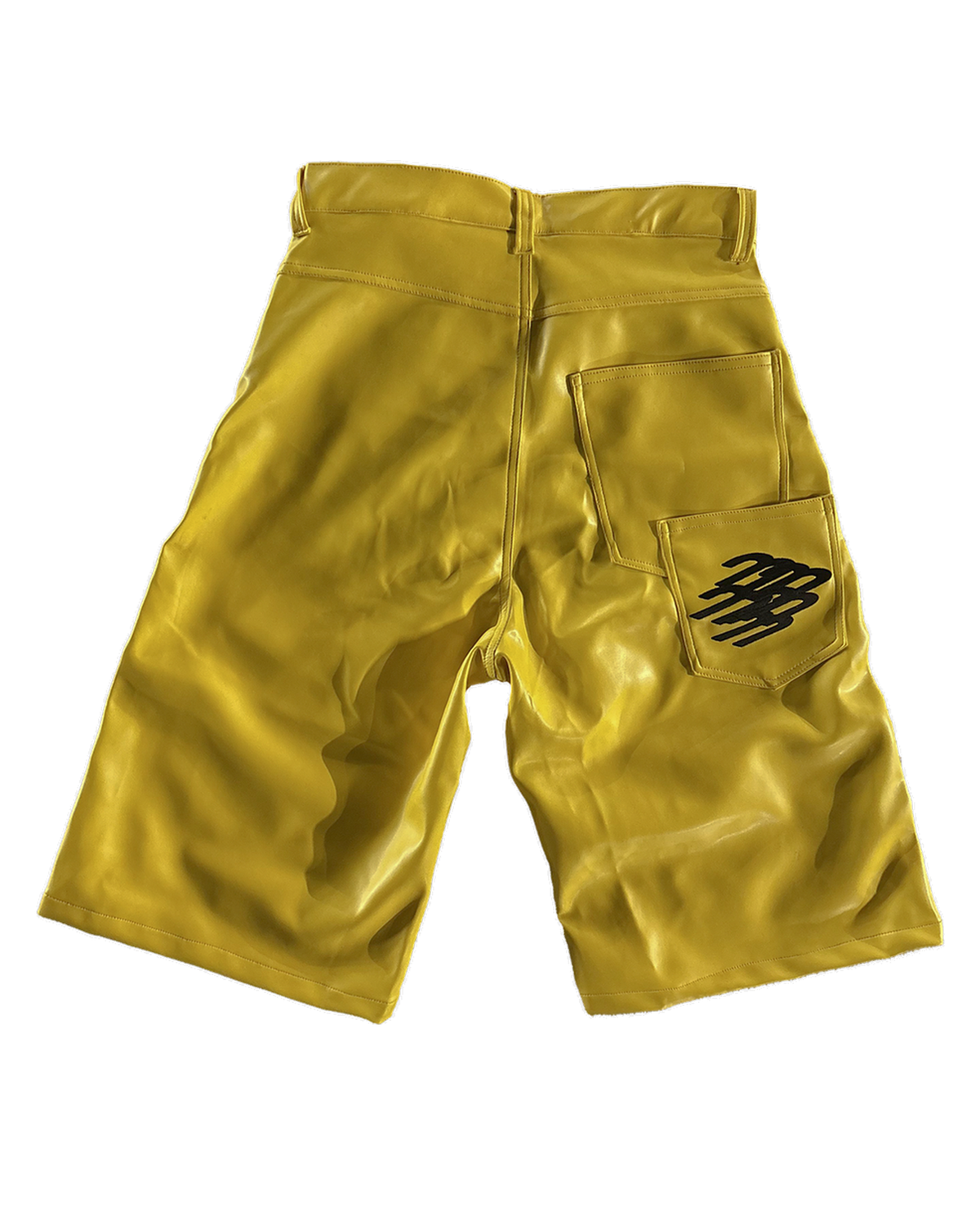 YELLOW LEATHER JORTS