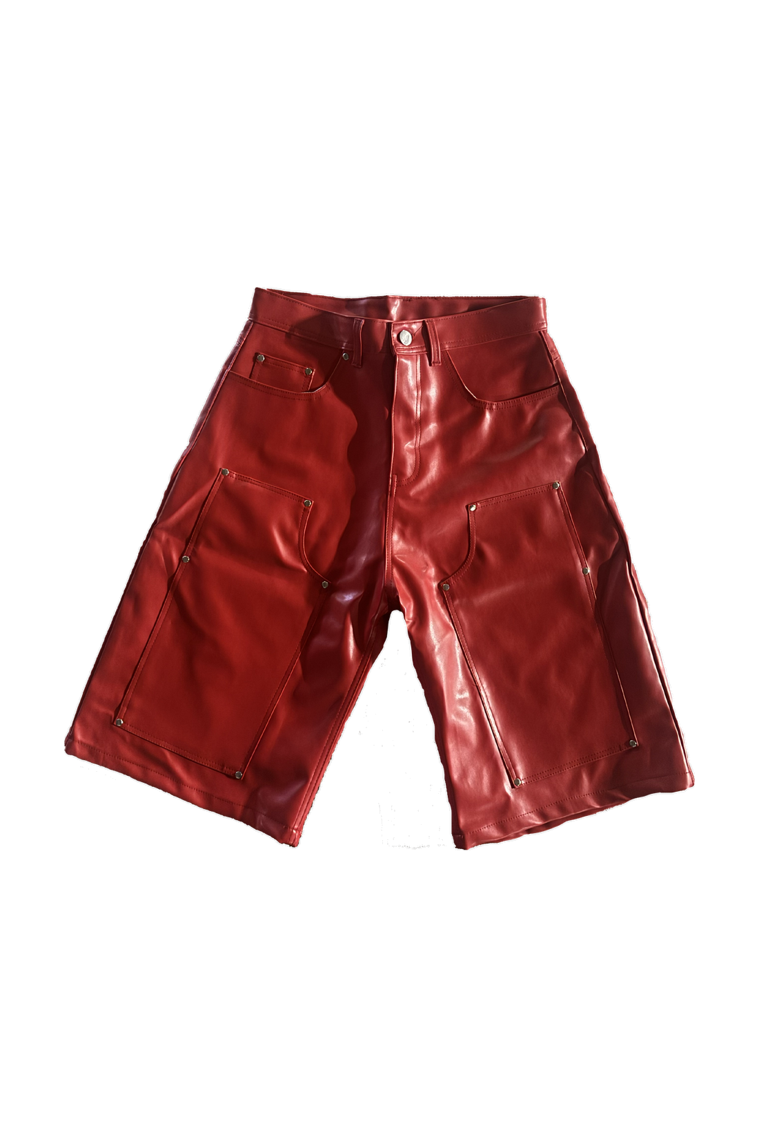 RED LEATHER JORTS