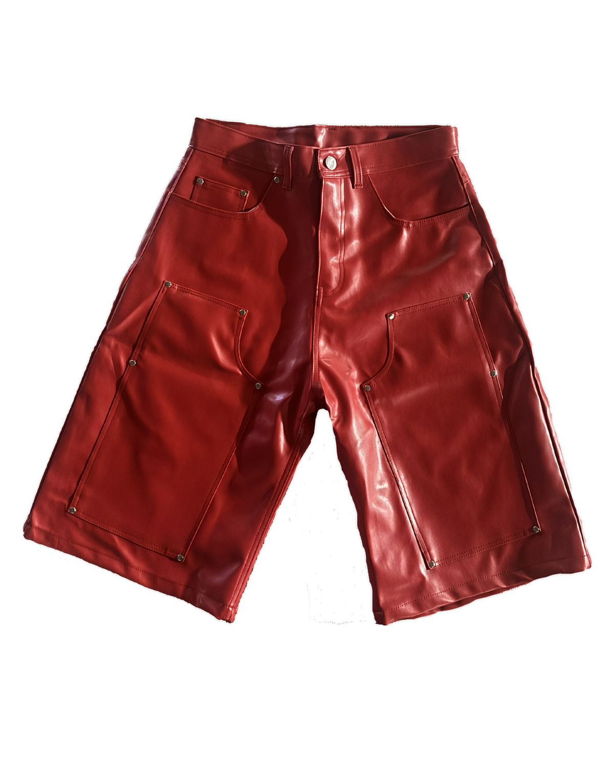 RED LEATHER JORTS