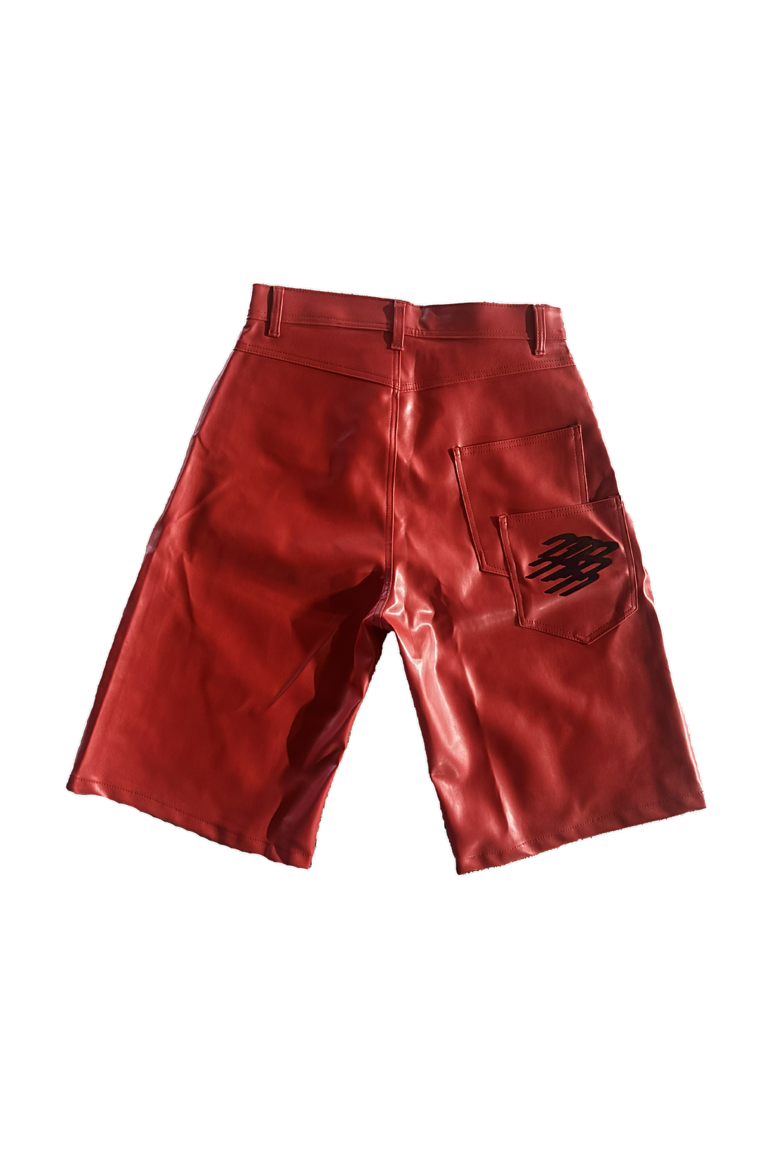 RED LEATHER JORTS