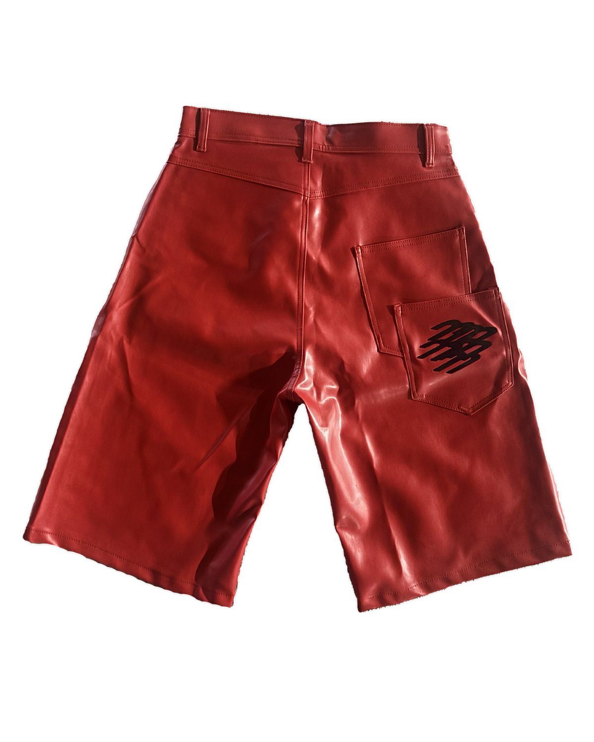 RED LEATHER JORTS