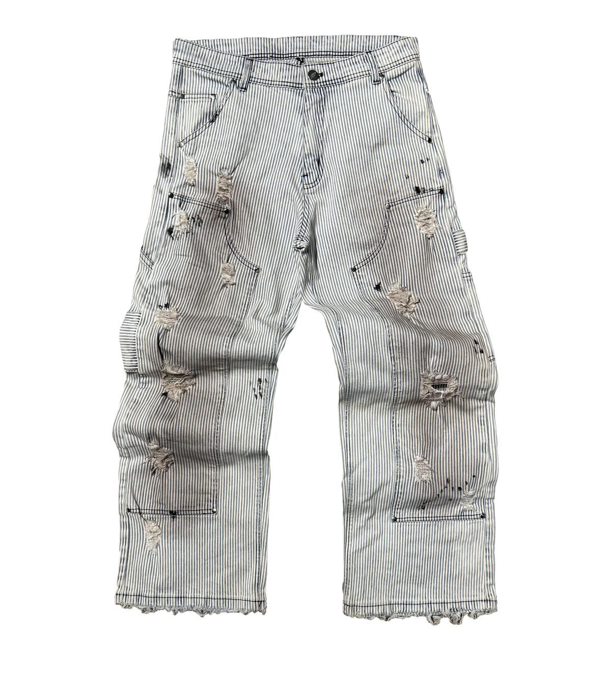 COFFEE STAINED PINSTRIPE DENIMS