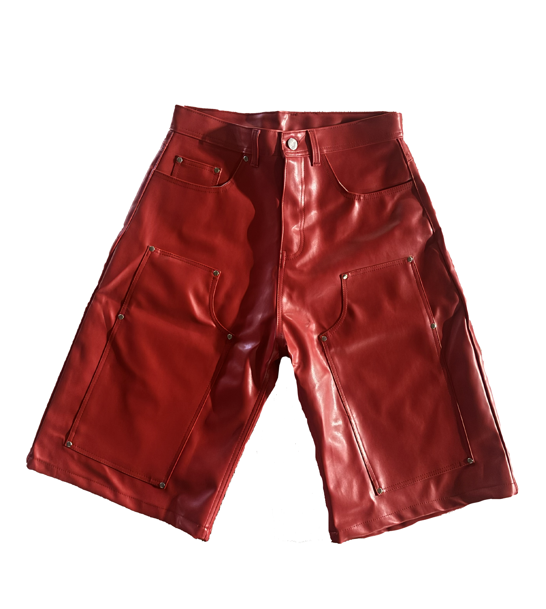 RED LEATHER JORTS